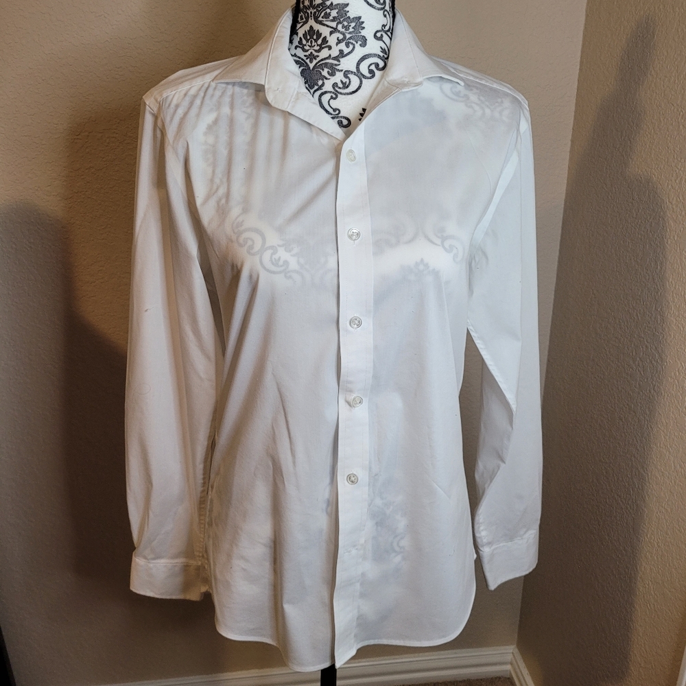 George Men’s Slim Fit White Button-Down Shirt – Size S (34–36)